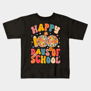 Happy 100 Days of School Retro Disco 100th Day Teacher Kids Kids T-Shirt